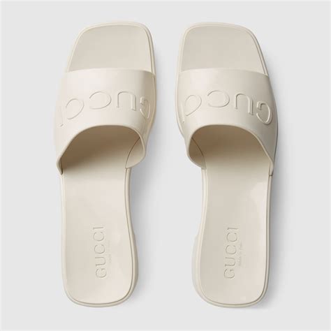 gucci white rubber slide sandal